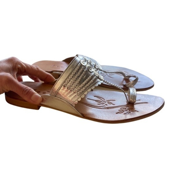 NWOT Indian silver leather sandals Kolhapuri - Picture 4 of 7